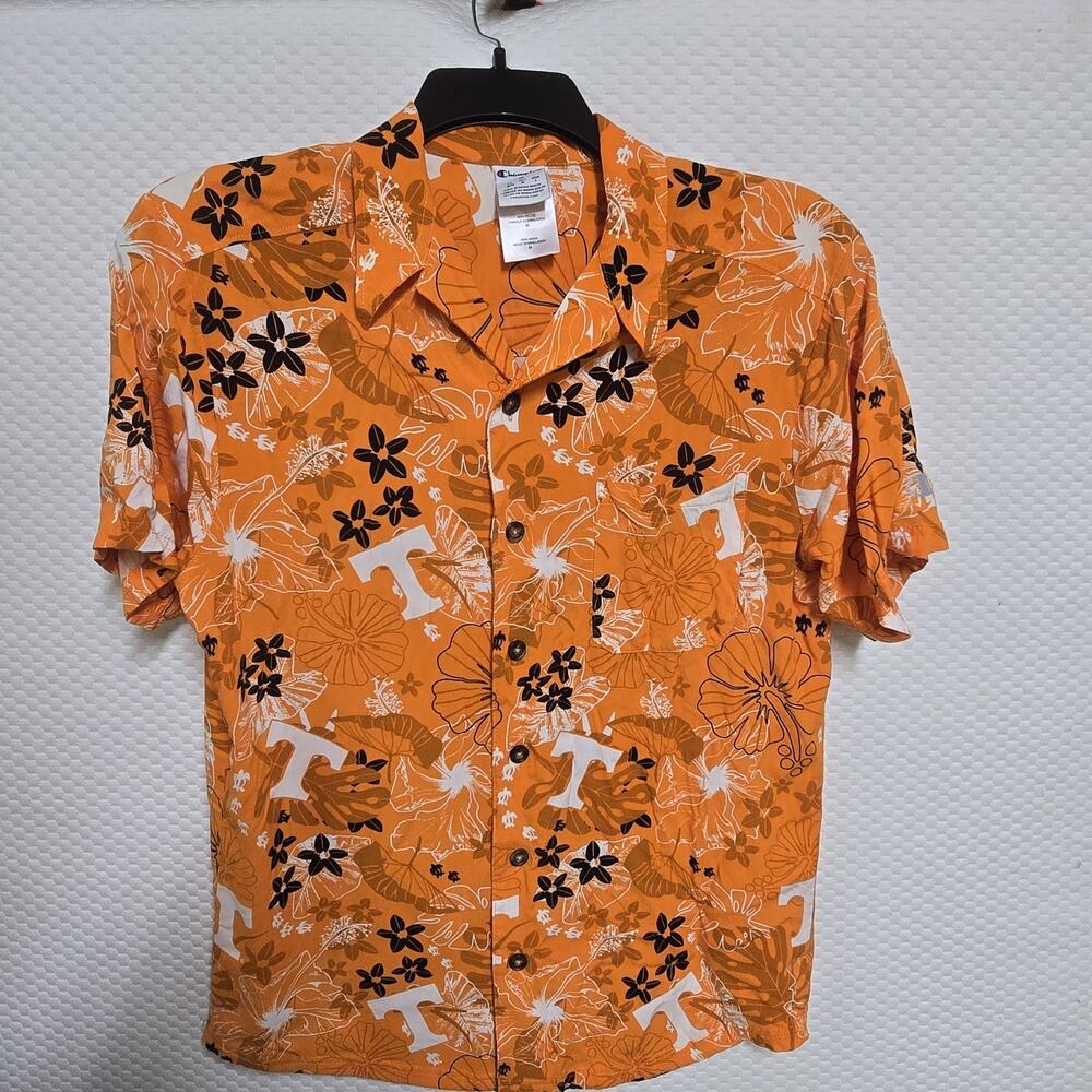 Mens Tennessee Volunteers Short Sleeve Button Up Shirt Floral Medium Viscose